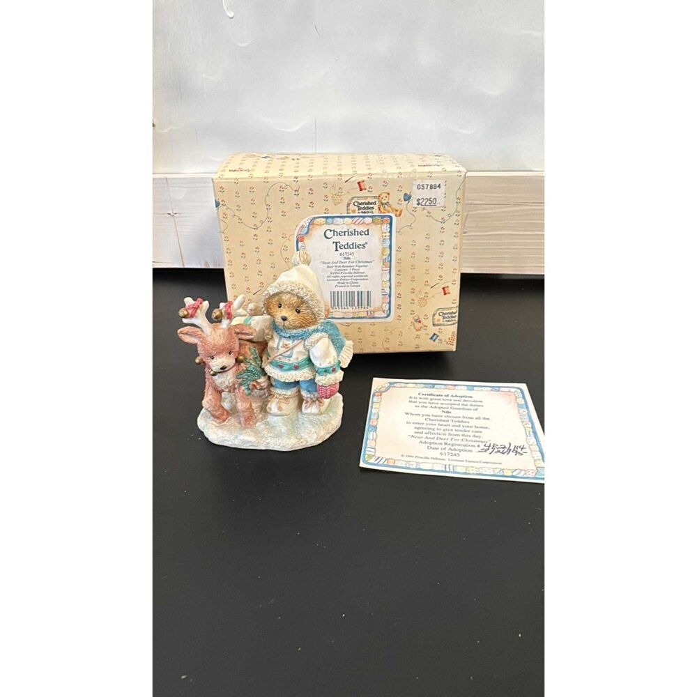 Cherishes Teddies Nils Near And Deer For Christmas 1994 # 617245 Enesco